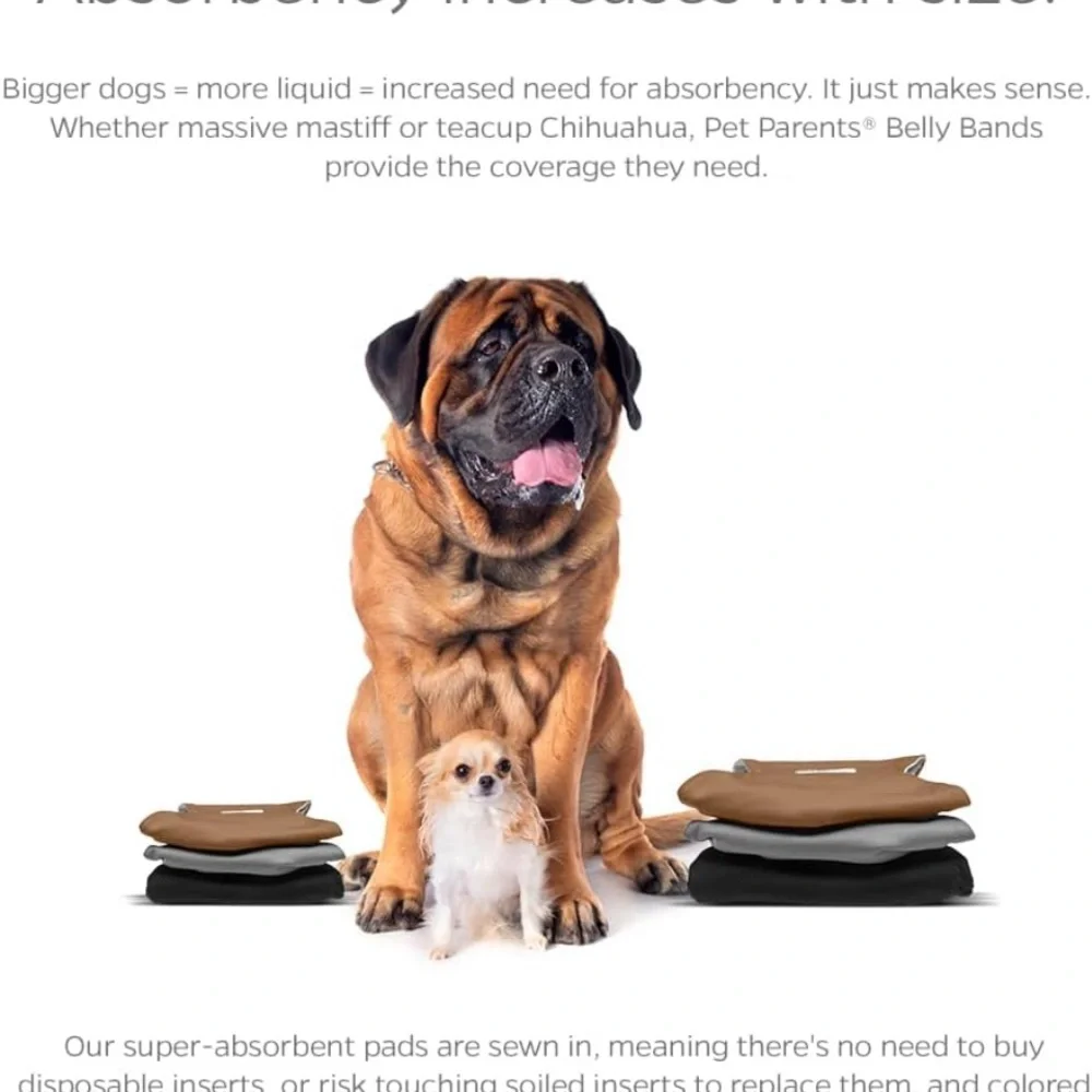 New Pet Parents Premium Washable Belly Bands for Male Dogs & Extendrs, (3pack)